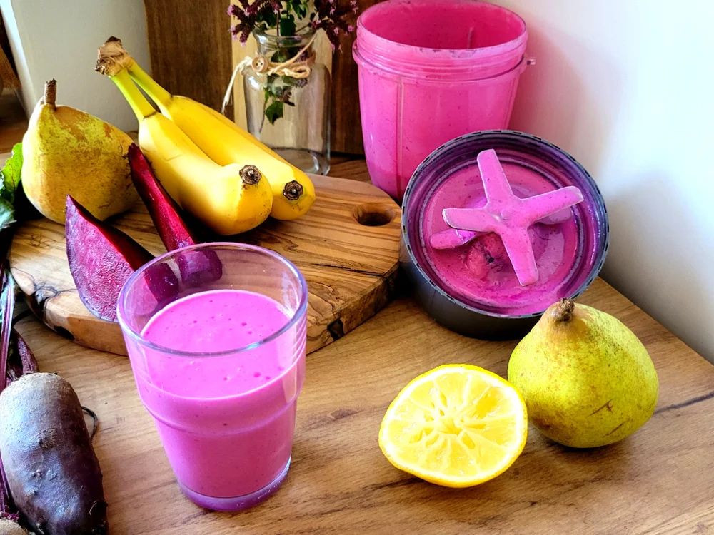 koktajl z burakiem bananem i gruszką