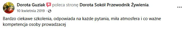 opinia o szkoleniu normy żywienia